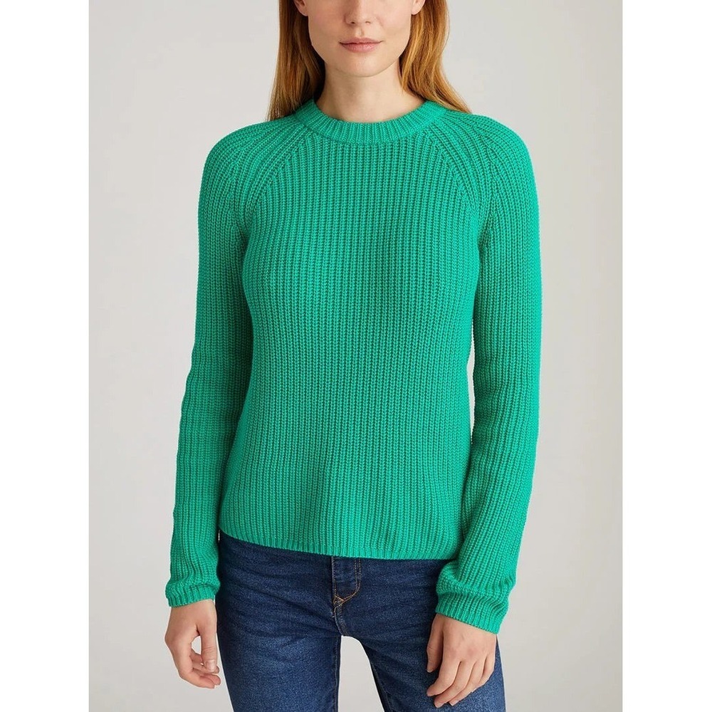 525 America‎ X Revolve Sweater XL Jane Crewneck Shaker Stitch Cotton Bright Jade